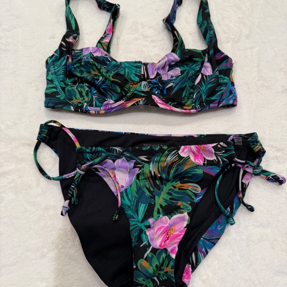 New! Set! Victoria's Secret Black Palm Bikini Set 45568 - Picture 6 of 14